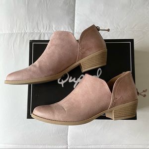 Blush Pink Ankle Booties, Size 8, Casual Ankle Boots with Low Heel